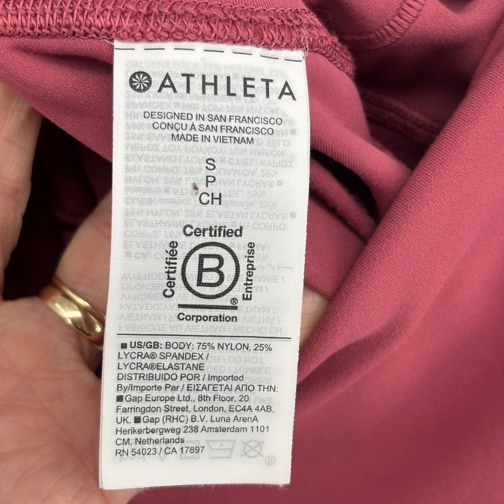 Athleta Transcend Stash Crop Side Slit Hem Pants Berry Pink High Rise Size Small - Picture 10 of 12